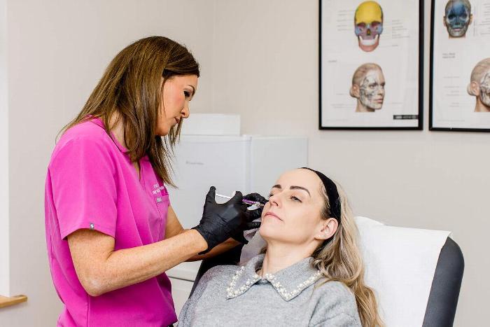 A patient getting anti wrinkle injections